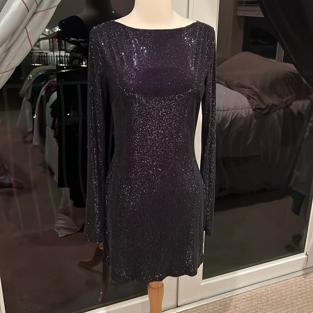 Zara Purple Glitter Mini Dress